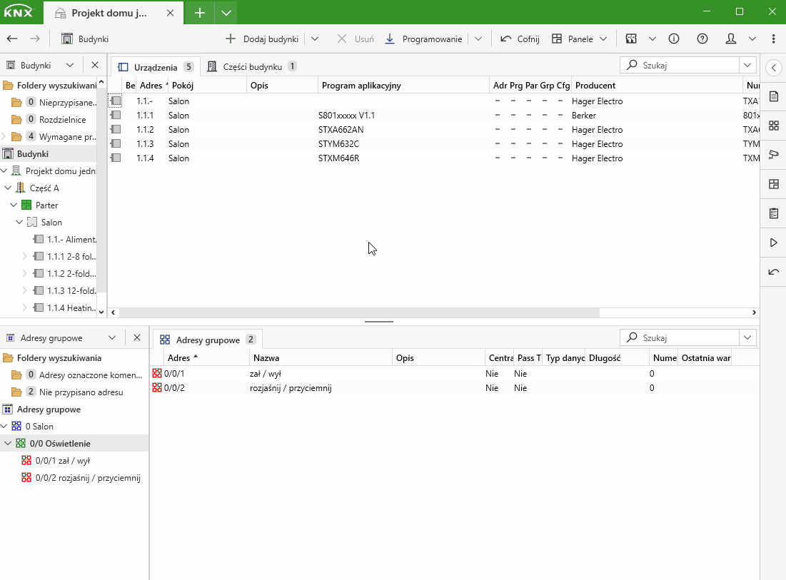 Dodawanie nowego adresu grupowego - rolety