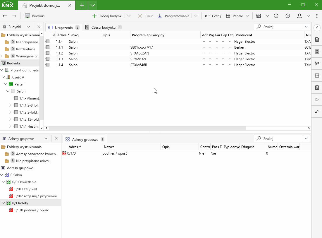 Dodawanie nowego adresu grupowego - ogrzewanie